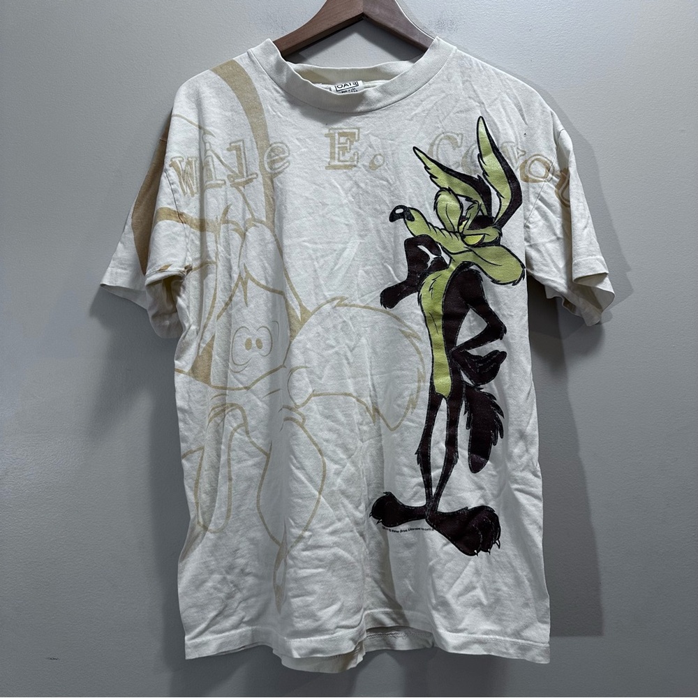 Vintage Wile E Coyote Size L Shirt Looney Tunes Single Stitch Wild Oats *Holes*